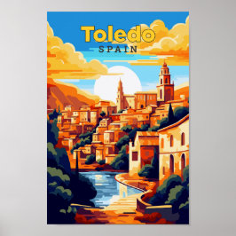 Ilustracion Toledo España Viaje Arte Vintage