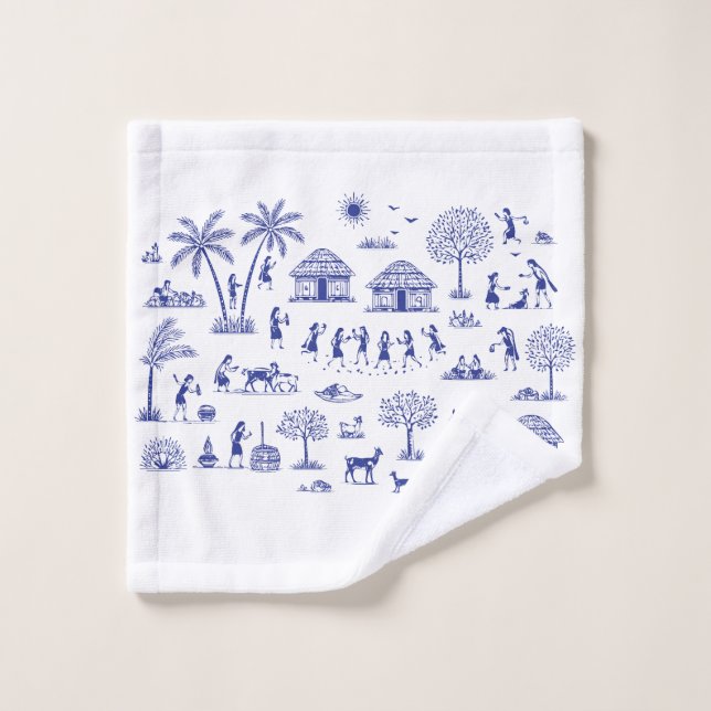 Ilustración Tribal India Arte Warli (Toallita)