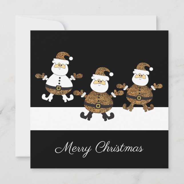 Ilustración Triple Santa Leopardo Nieve Sobre Negr (Anverso)