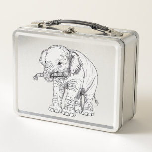 Ilustración vectorial de arte lineal de elefante b