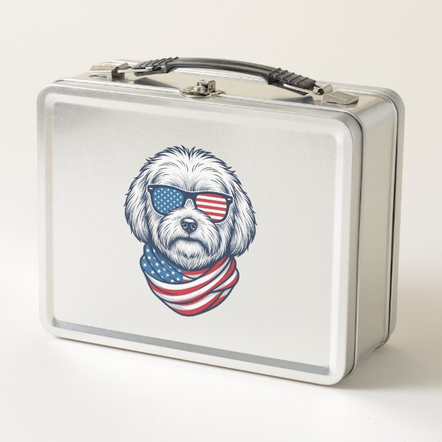 Ilustración vectorial de perro esponjoso patriótic (Anverso)