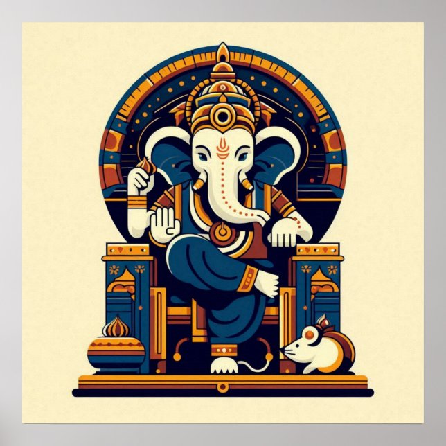 Ilustración vectorial moderna de Ganesha azul Arte (Frente)