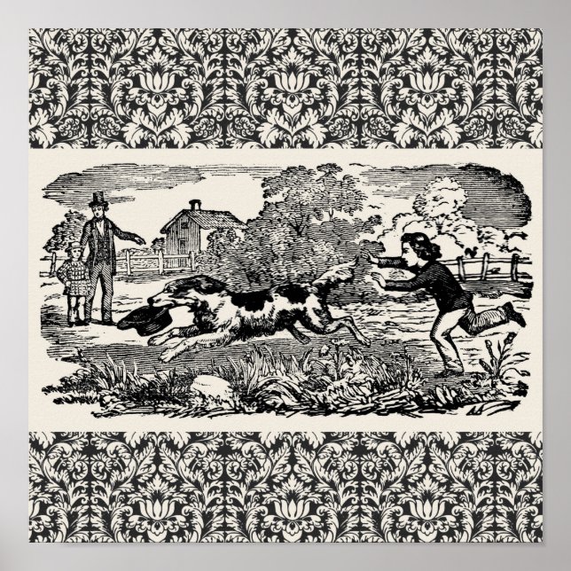 Ilustración victoriana de arte antiguo de mascota  (Frente)