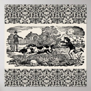 Ilustración victoriana de arte de mascota antigua 