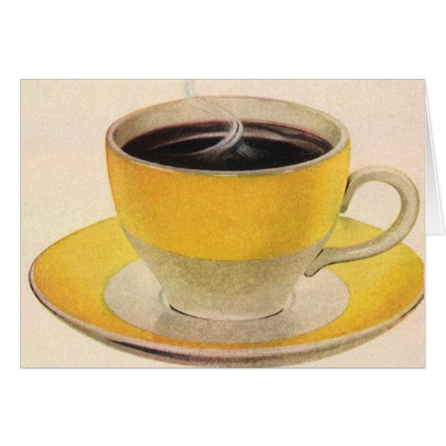 Ilustración Vintage Café en una Taza Amarilla (Anverso (Horizontal))