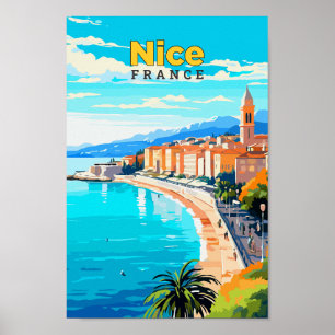 Ilustracion vintage de arte de viajes de Nice Fran