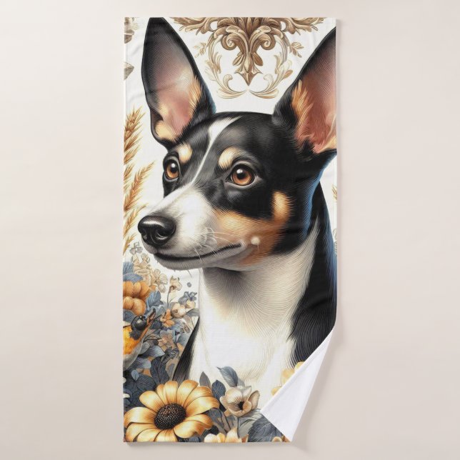 Ilustracion Vintage Rat Terrier (Toalla de baño)