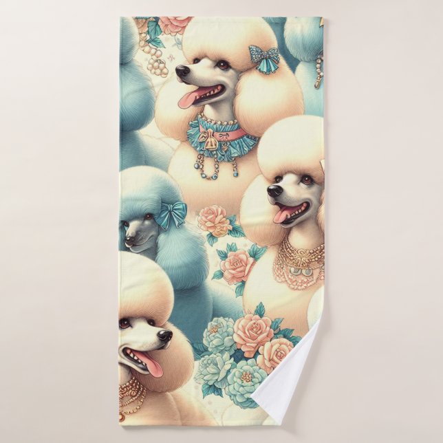 Ilustracion Vintage Seamless Poodle (Toalla de baño)