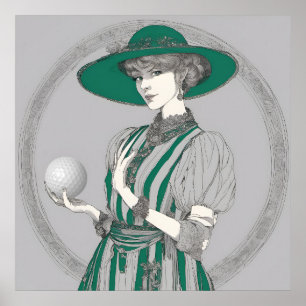 Ilustracion Woman Golfer - Impresión artística