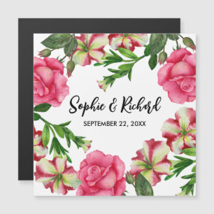 Ilustracion Wreath de flores rosadas acuarelas