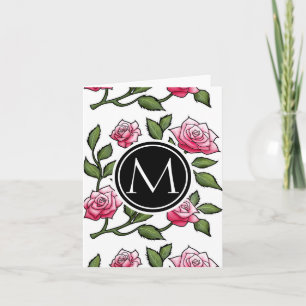 Ilustracion y monograma floral Rosa