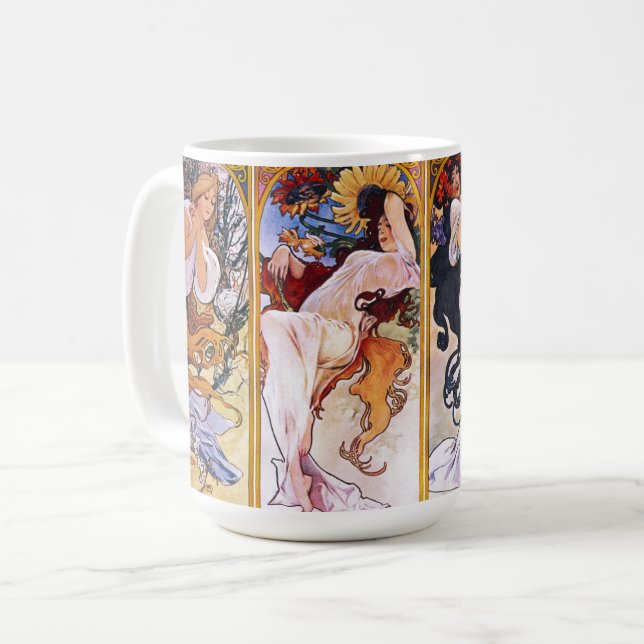 Ilustraciones de Alphonso Mucha en una taza de caf (Anverso izquierdo)