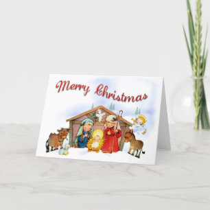 Ilustrado Feliz Navidad Manger