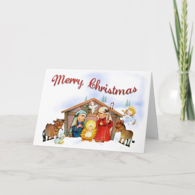 Ilustrado Feliz Navidad Manger (Anverso)