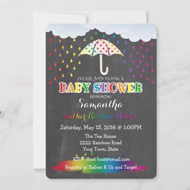 Ilustras arcoiris doble invitación a Baby Shower (Anverso)
