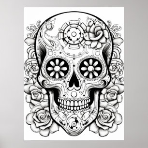 Imagen bonita de cráneo de azúcar negro + arte bla