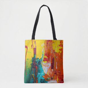 Imagen colorida abstracta en bolsa de mano