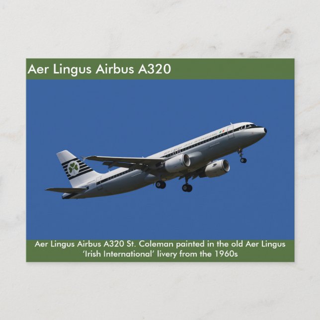 Imagen de Aer Lingus Airbus A320 para postal (Anverso)