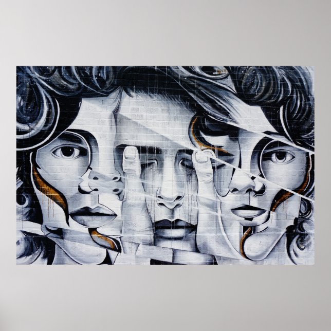 Imagen de arte callejero de graffiti en blanco y n (Frente)