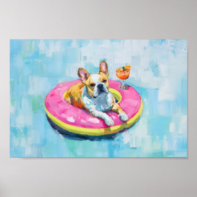 Imagen de arte flotante de la piscina de Bulldog f (Frente)