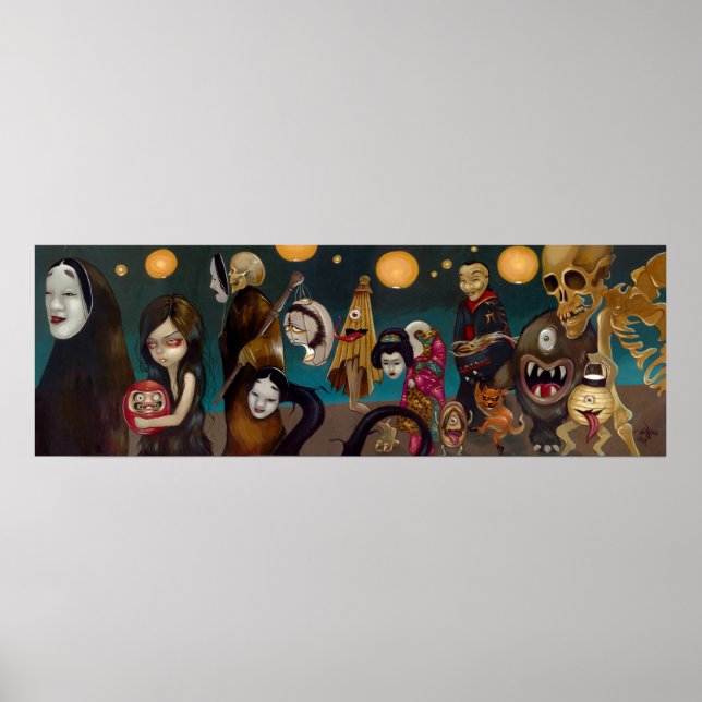 Imagen de arte yokai gótico japonés de Hyakki Yakō (Frente)