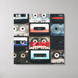 Imagen de cassettes retro en lienzo