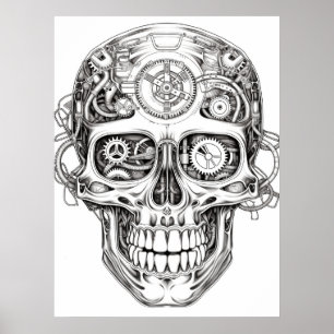 Imagen de cráneo de azúcar Arte en negro + blanco