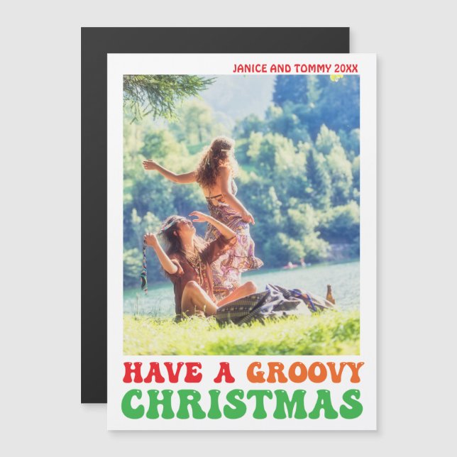 Imagen de feriado hippie de Groovy Navidades Magne (Anverso/Reverso)