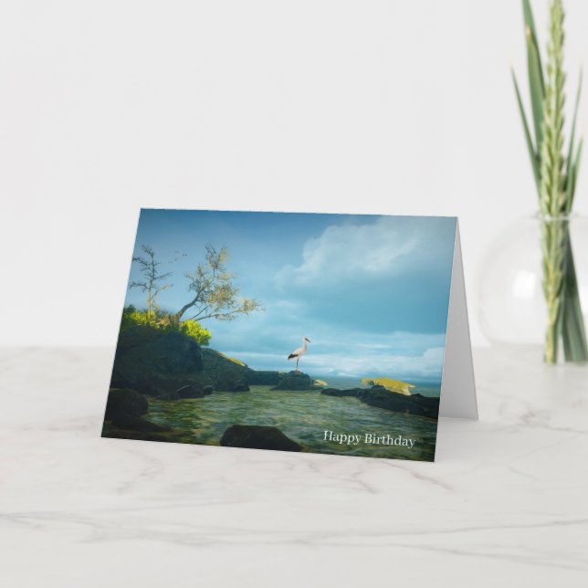 Imagen de garza gris para tarjeta de felicitación  (Anverso)