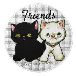 Imagen de gatitos vintage en tirador de cerámica