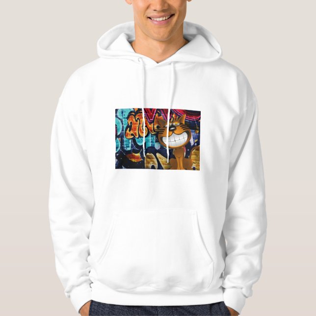 Imagen de gato con grafiti, sudadera con capucha ! (Anverso)