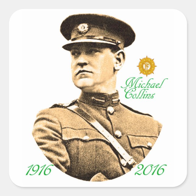Imagen de héroe irlandés para Pegatinas cuadrados- (Anverso)