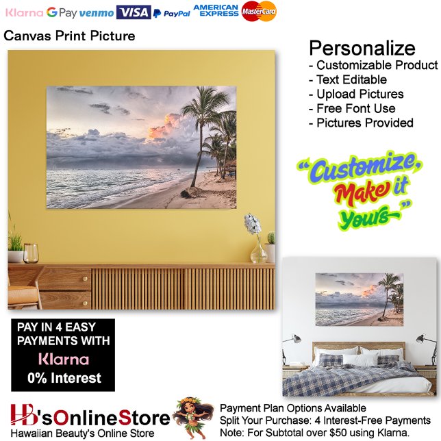 Imagen de impresión de lienzo de playa de Sunset 9 (Sunset Beach Canvas Print Picture 9.)