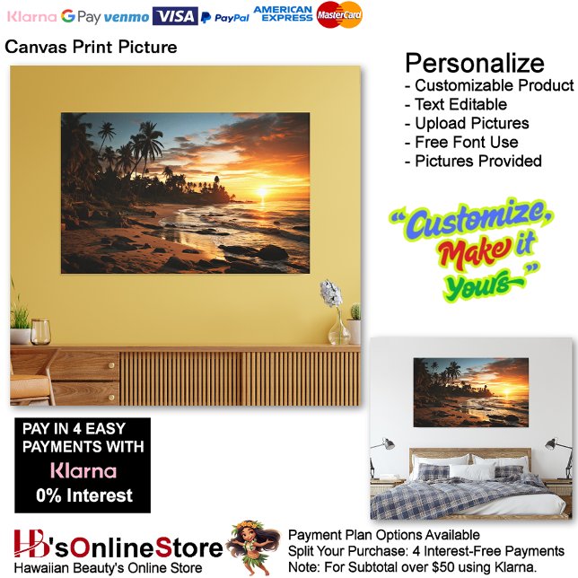 Imagen de impresión de lienzo de playa Sunset 1 (Sunset Beach Canvas Print Picture 1.)