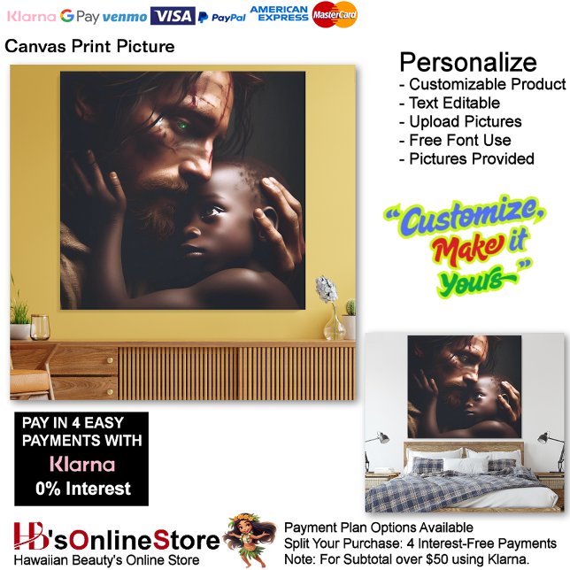 Imagen de impresión de tela infantil Jesús Cradlin (Jesus Cradling Child Biblical Christian Canvas Print Picture 2.)