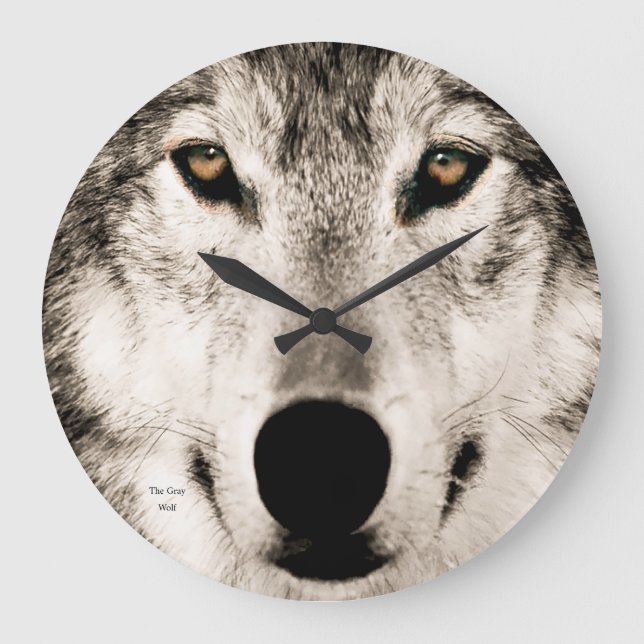 Imagen de lobo para reloj de pared acrílico (Anverso)