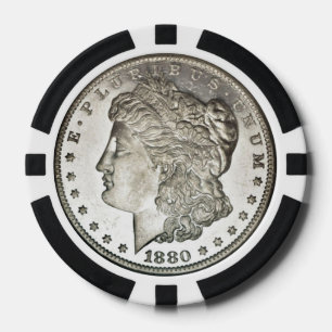 Imagen de Morgan Silver Dollar en fichas de póker