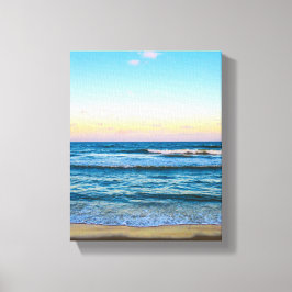 Imagen de playa con olas de luz en lienzo