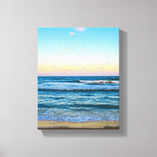 Imagen de playa con olas de luz en lienzo