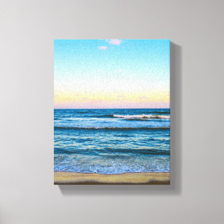 Imagen de playa con olas de luz en lienzo