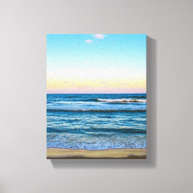 Imagen de playa con olas de luz en lienzo (Anverso)