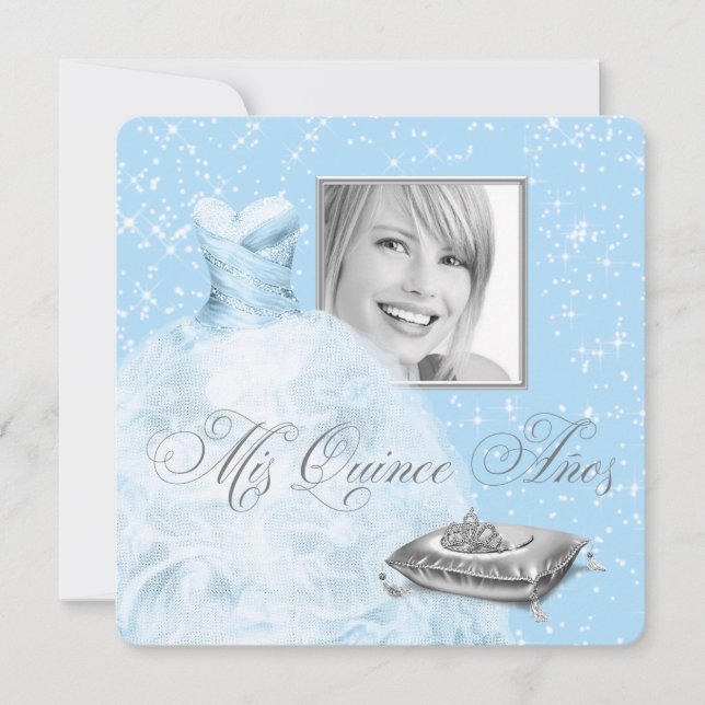 Imagen de Princesa Azul Invitación Quinceanera (Anverso)