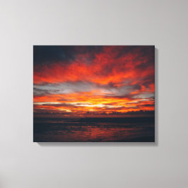 Imagen de puesta de sol en la playa sobre lienzo
