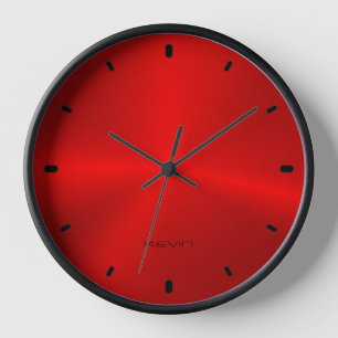 Imagen de reloj con textura metálica roja brillant