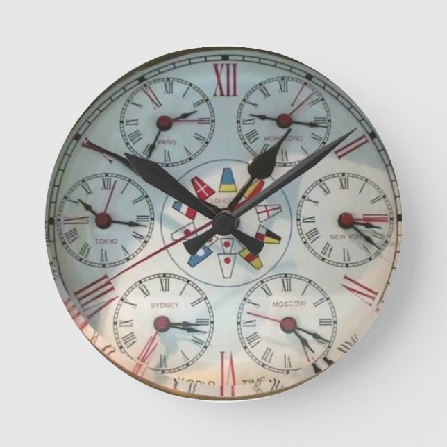 Imagen de reloj mundial para reloj de pared redond (Anverso)