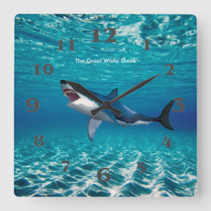 Imagen de tiburón para reloj de pared cuadrado