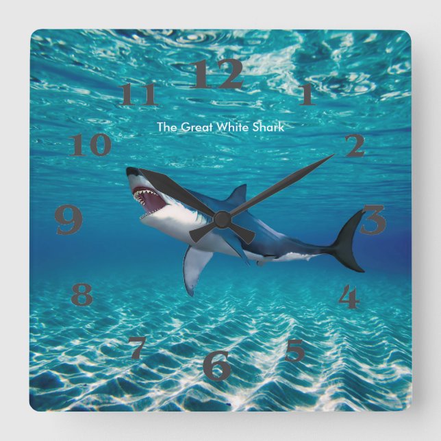 Imagen de tiburón para reloj de pared cuadrado (Anverso)