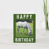 Imagen de un caballo blanco en una tarjeta de cump