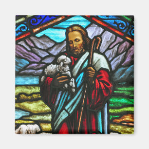 Imagen de vidrio manchado del imán de Jesús