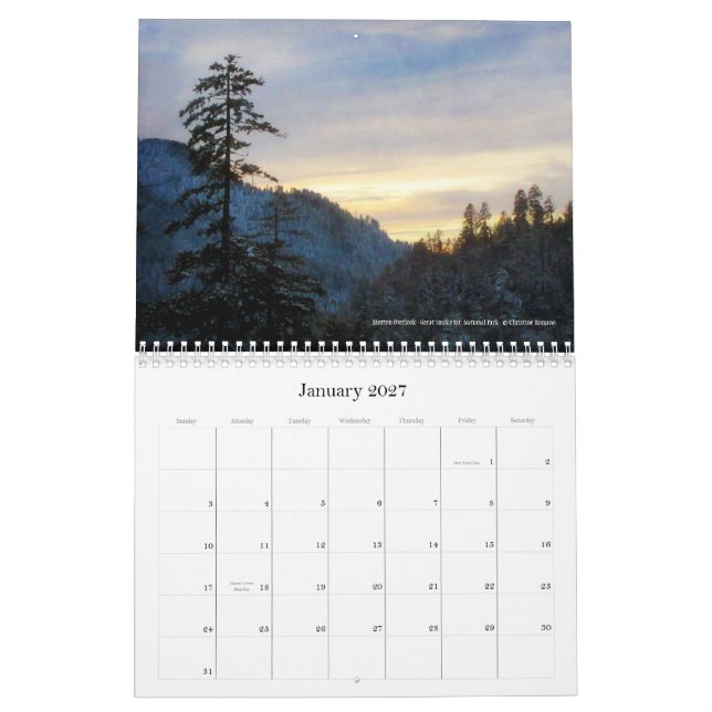 Imagen del calendario de Great Smoky Mountains (Jan 2027)